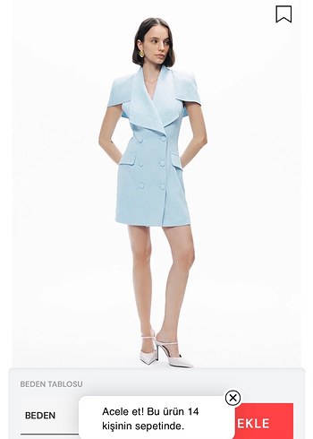 Mavi Düğmeli Mini Elbise - Görsel 2