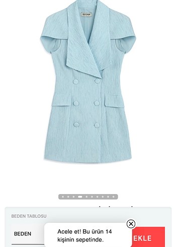 Mavi Düğmeli Mini Elbise - Görsel 4