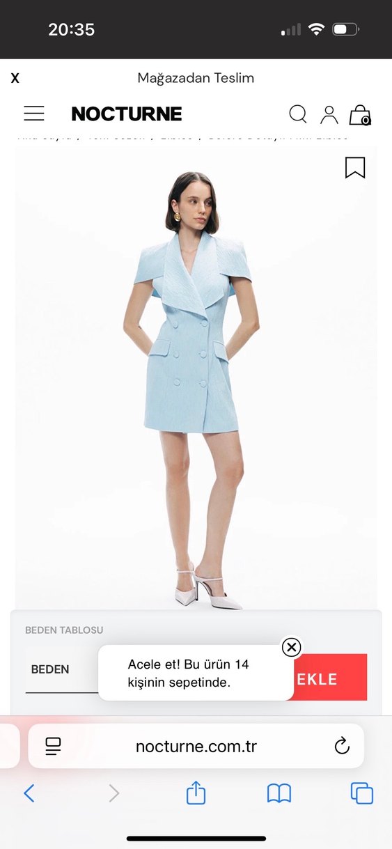 Mavi Düğmeli Mini Elbise - Görsel 2