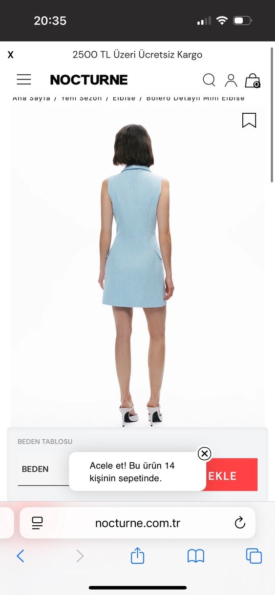 Mavi Düğmeli Mini Elbise - Görsel 3