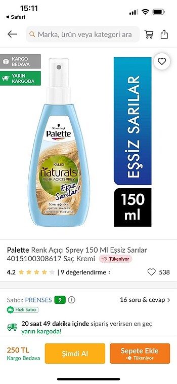 Palette Doğal Renk Açıcı Sprey - Görsel 6