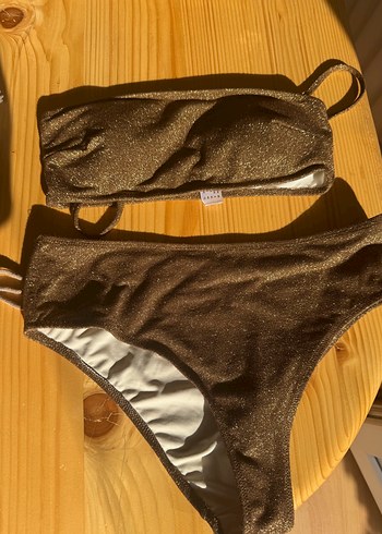 Parlak Kahverengi Mini Bikini Takım