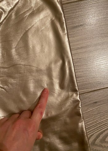 Kadın Altın Rengi Metalik Deri Cigarette Pantolon - Görsel 7