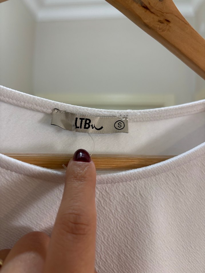 Beyaz Kısa Kollu Hamile Midi Elbise - Görsel 3