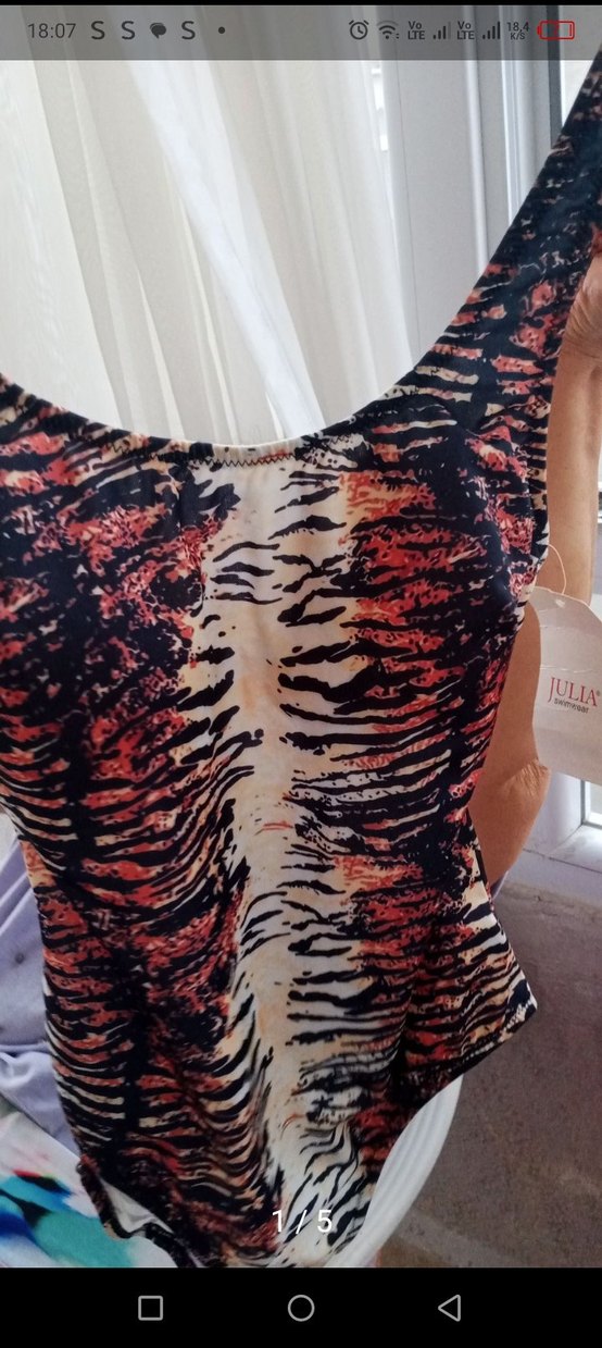 Koyu Çok Renkli Drapeli Bohem Kadın Mayo - Görsel 2