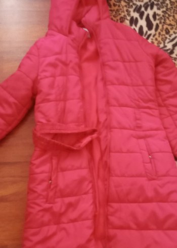 Pembe Kapüşonlu Fermuarlı Kadın Kışlık Mont - Görsel 3