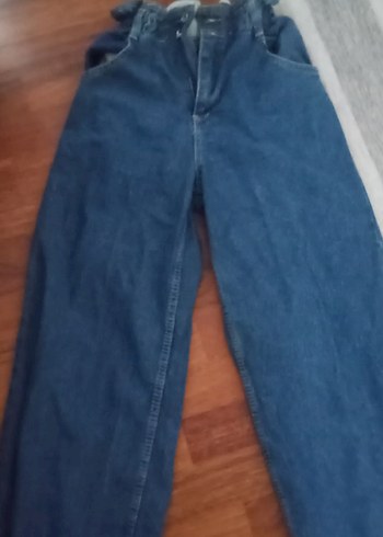 Düğmeli Mavi Kadın Midi Kot Pantolon - Görsel 2