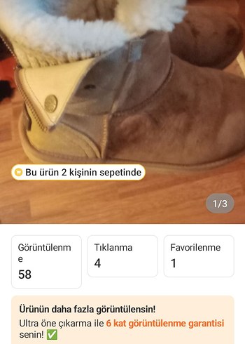 Kahverengi Süet Kadın ugg Topuk Botlar sadece ön leke var okadar - Görsel 3
