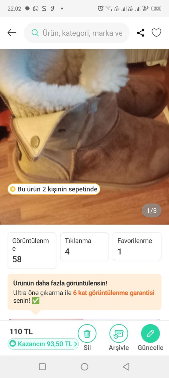 Kahverengi Süet Kadın ugg Topuk Botlar sadece ön leke var okadar - Görsel 3