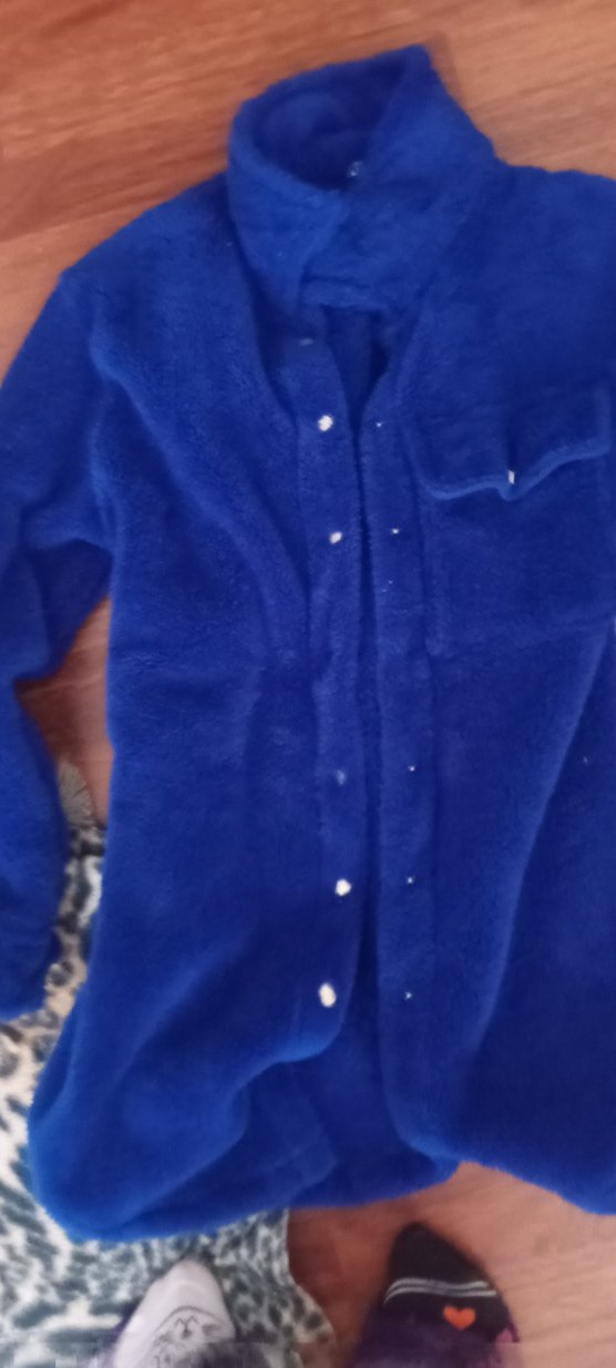 Düğmeli Mavi Kadın Polar Gömlek giyilmdi - Görsel 2