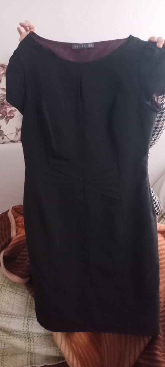 Siyah Pilili  Yakalı Kadın elbise - Görsel 3