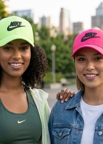 Nike 2 Adet Nike Logolu Sapka Seti Neon Yesil Pembe Tek Fiyat