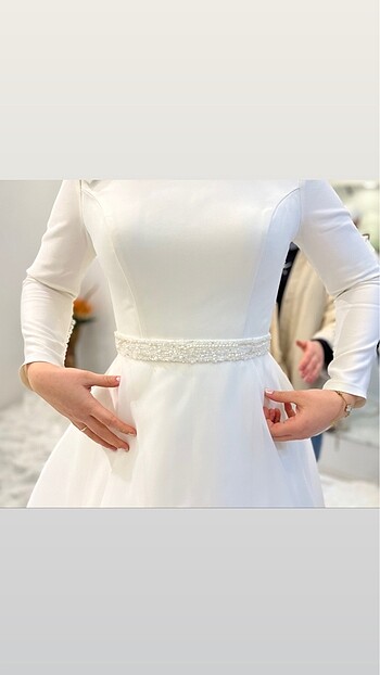 Zarif tesettür gelinlik - Görsel 7