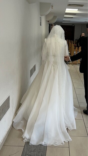 Zarif tesettür gelinlik - Görsel 10