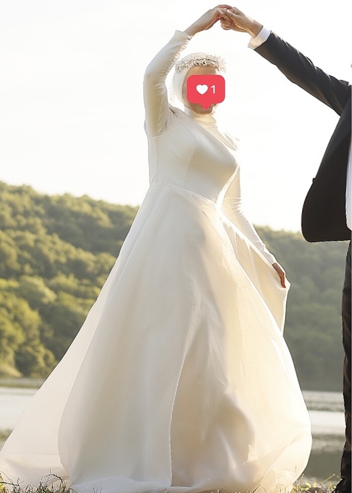 Zarif tesettür gelinlik - Görsel 5