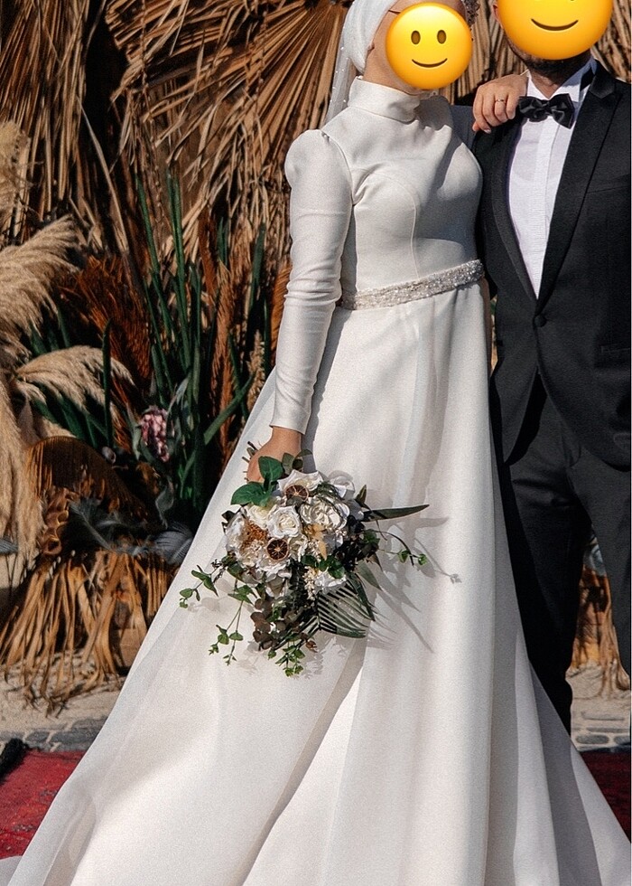 Zarif tesettür gelinlik - Görsel 2