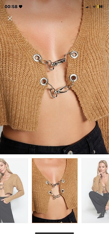 Trendyol & Milla Crop aksesuarlı triko hırka
