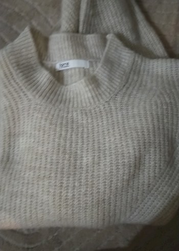 Diğer Ekru Fitilli Oversize Triko Kazak
