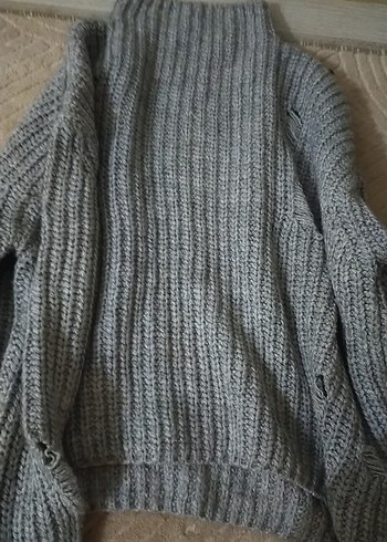 Trendyol & Milla Gri Kalin Oversize Triko Kazak