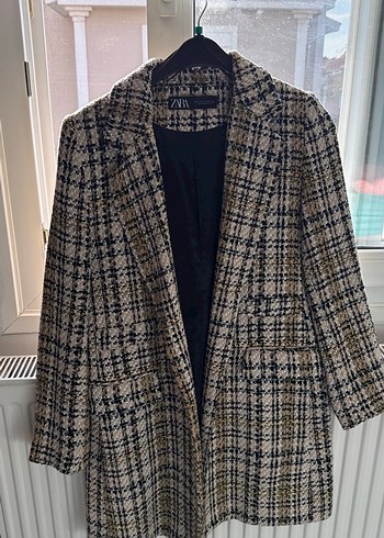 Zara Kadin Kahverengi Ekose Blazer Ceket