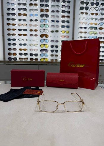 Cartier Altin Tonlu Seffaf Cerceveli Gozluk
