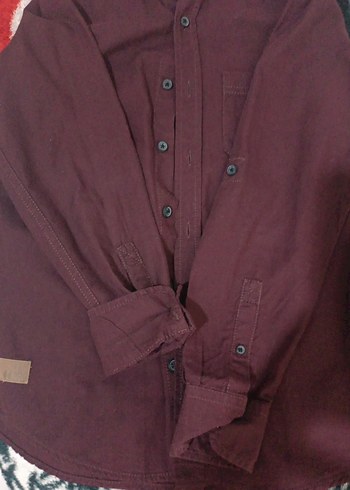 Bordo Erkek Keten Uzun Kollu Gömlek - Görsel 4