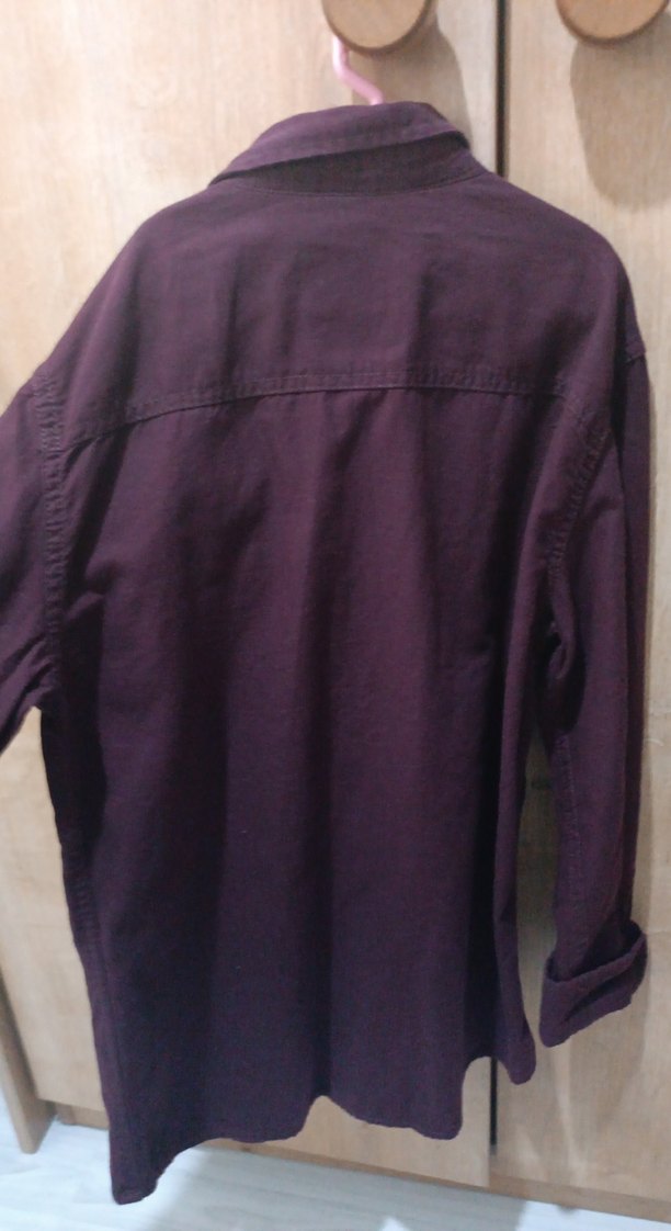 Bordo Erkek Keten Uzun Kollu Gömlek - Görsel 3