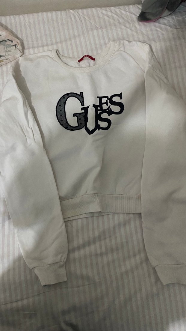 Guess Ekru Bisiklet Yaka crop Sweatshirt — görsel 2/4