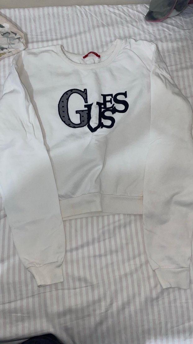 Guess Ekru Bisiklet Yaka crop Sweatshirt — görsel 3/4