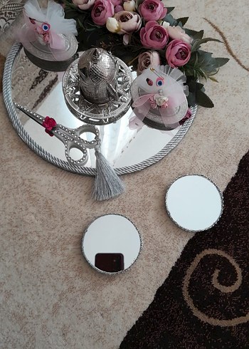  Beden Püsküllü Vintage Gümüş Damat Kahvesi Seti Nişan yüzük tepsisi