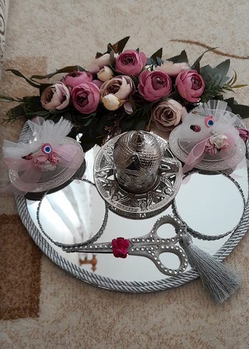 Diğer Püsküllü Vintage Gümüş Damat Kahvesi Seti Nişan yüzük tepsisi