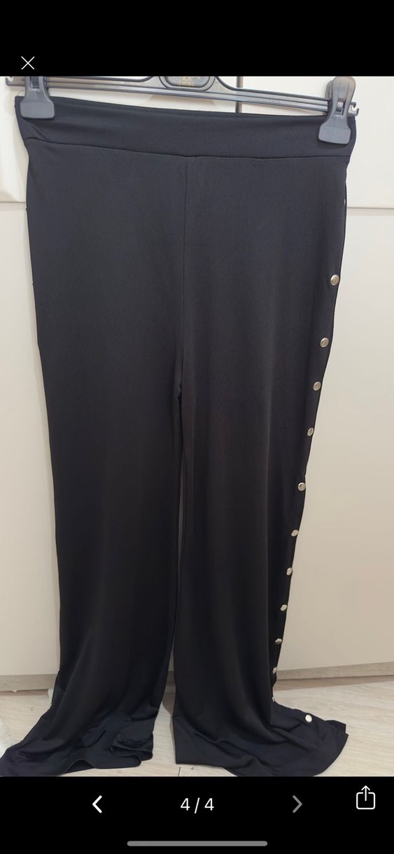 Metal Düğmeli Siyah Uzun Pantolon — görsel 3/4
