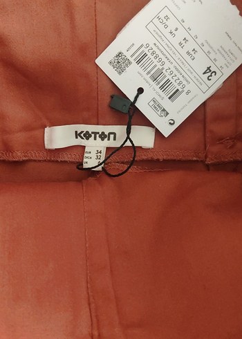 34 Beden kahverengi Renk Koton Kemerli Kahverengi Mini Şort