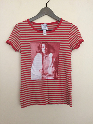 Mango çizgili baskılı tshirt