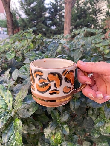 Leopar Detaylı El Yapımı Fincan