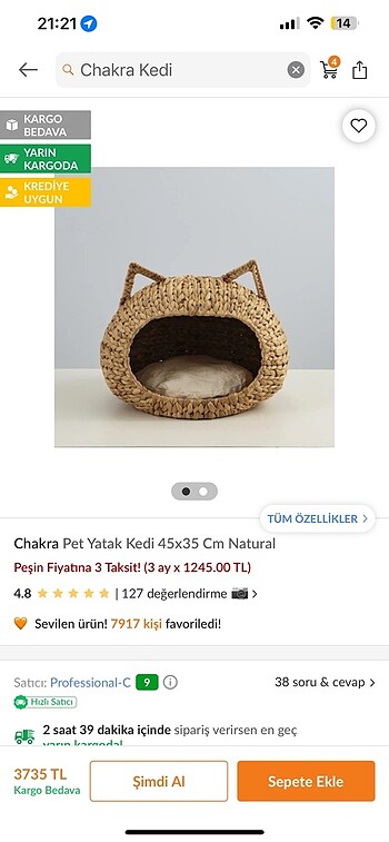 Chakra kedi yatağı (Pet Yatak)