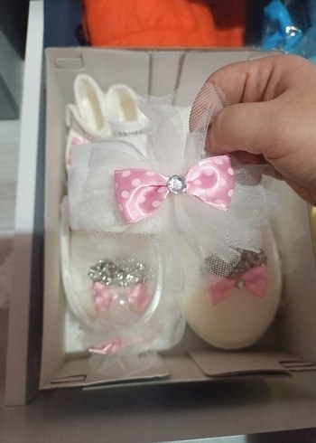 Beyaz Kız Bebek ve Lohusa takım Fiyonklu - Görsel 3