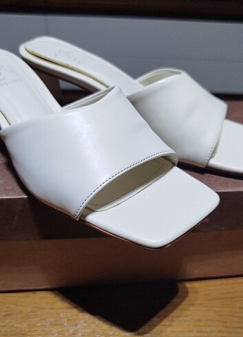 Fabrika Topuklu sandalet/Terlik/Ekru - Görsel 6