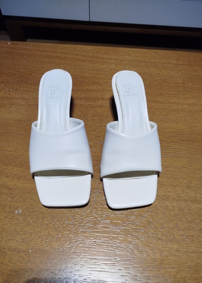 Fabrika Topuklu sandalet/Terlik/Ekru - Görsel 3