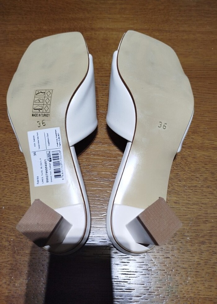 Fabrika Topuklu sandalet/Terlik/Ekru - Görsel 5