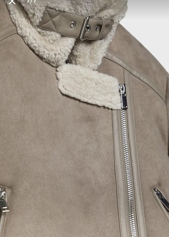 Kürklü Bej Süet Kadın Kış Ceketi - Görsel 3