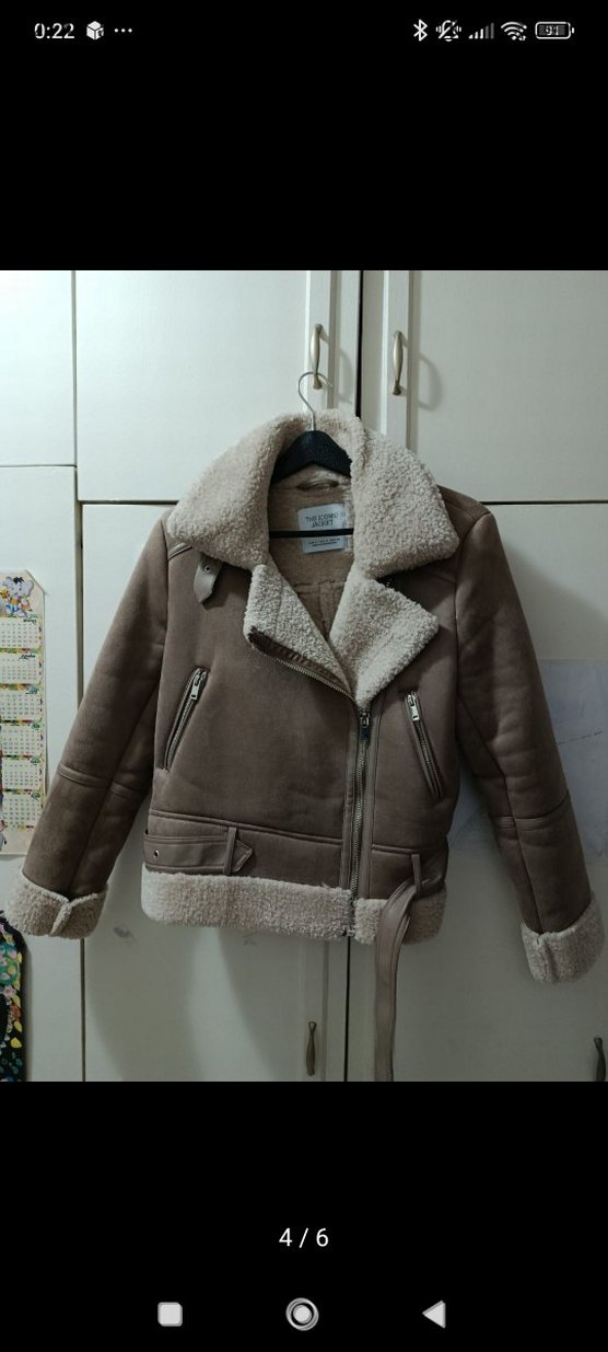 Kürklü Bej Süet Kadın Kış Ceketi - Görsel 4