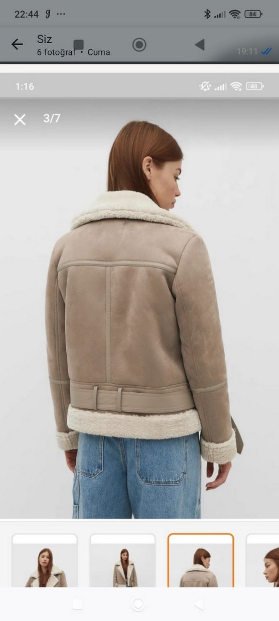 Kürklü Bej Süet Kadın Kış Ceketi - Görsel 2