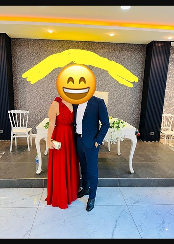 Klasik Kırmızı Uzun Drapeli Kadın Abiye - Görsel 2