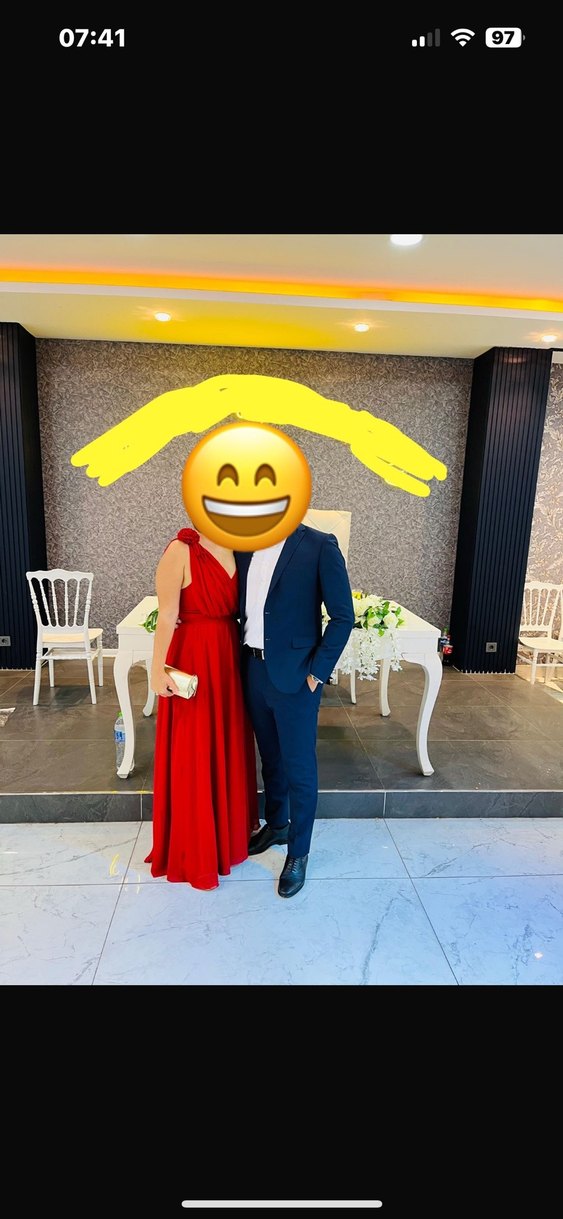 Klasik Kırmızı Uzun Drapeli Kadın Abiye - Görsel 2