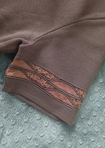 Kahverengi Kısa Kollu Kadın Tişört Hırka Takım - Görsel 2