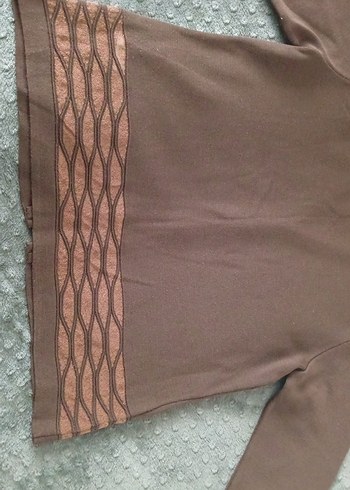 Kahverengi Kısa Kollu Kadın Tişört Hırka Takım - Görsel 10