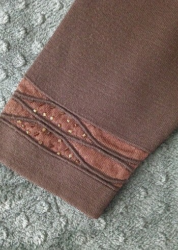 Kahverengi Kısa Kollu Kadın Tişört Hırka Takım - Görsel 9