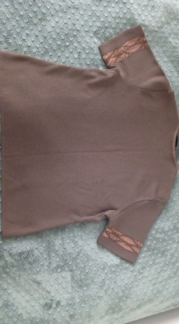 Kahverengi Kısa Kollu Kadın Tişört Hırka Takım - Görsel 5