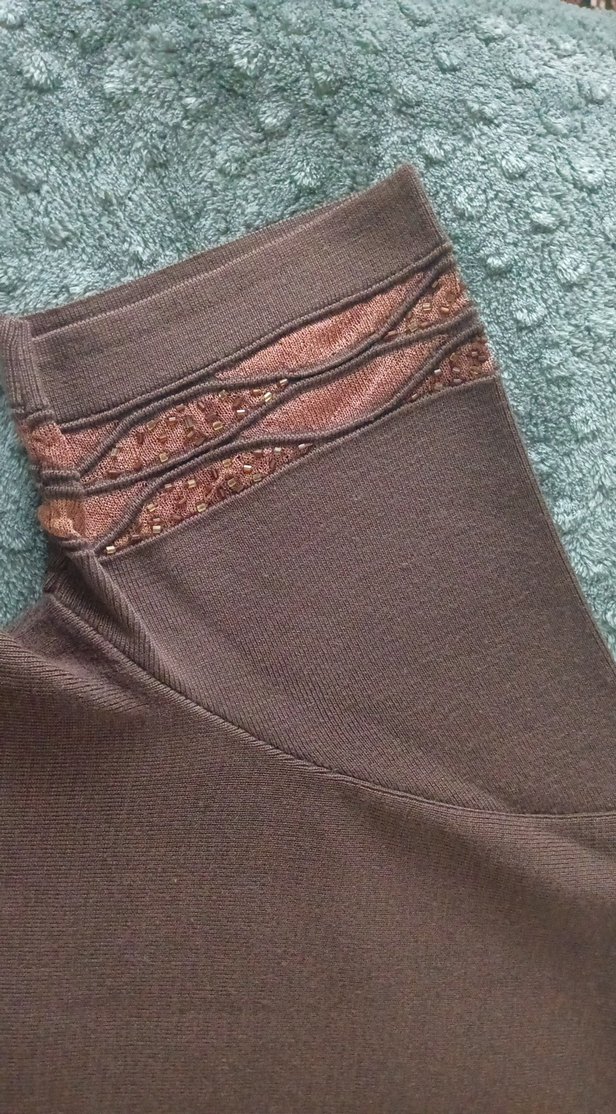 Kahverengi Kısa Kollu Kadın Tişört Hırka Takım - Görsel 3